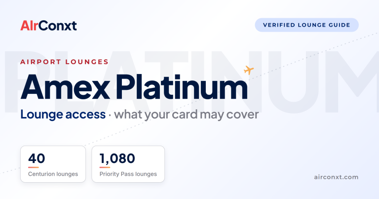 Amex Platinum lounge access: 40 Centurion lounges and 1,080 Priority Pass lounges in the AIrConxt verified database